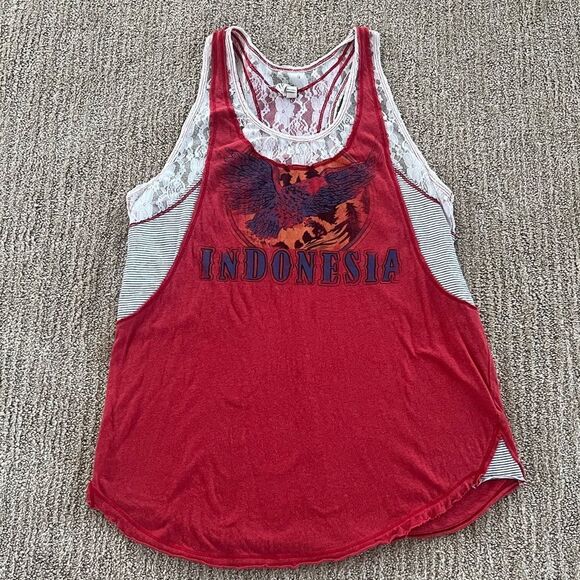 Free People Red Boho Tank Top - Picture 2 of 7